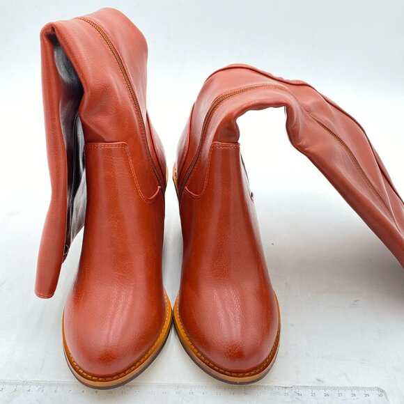 Women's  Knee High Boots Fashion Wedge Heel 3 Inch Boot for Women Orange - Picture 2 of 6